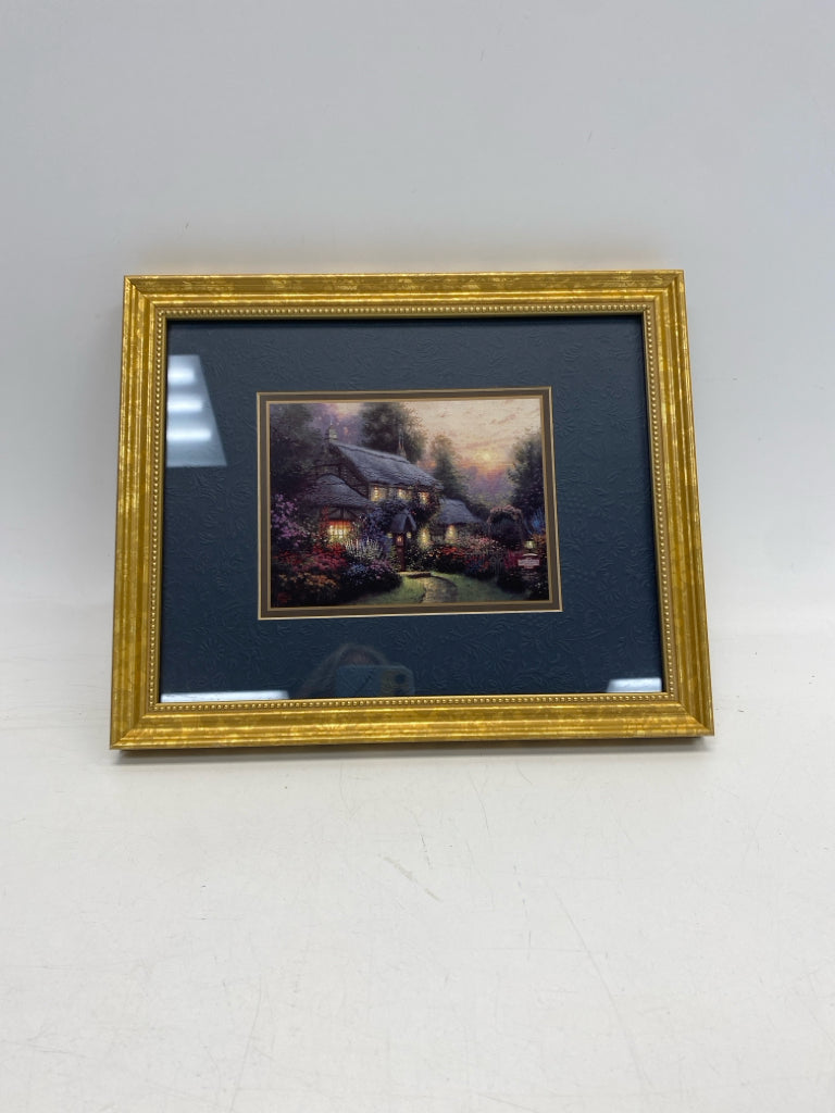 Thomas Kinkade Gray/Cream Multi Color Flowers Framed Art