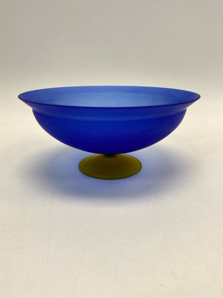 Cobalt Yellow Glass Decorative Bowl