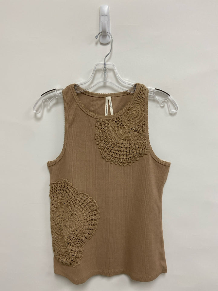 Anthropologie Size M Mocha Applique Tank Ladies Top