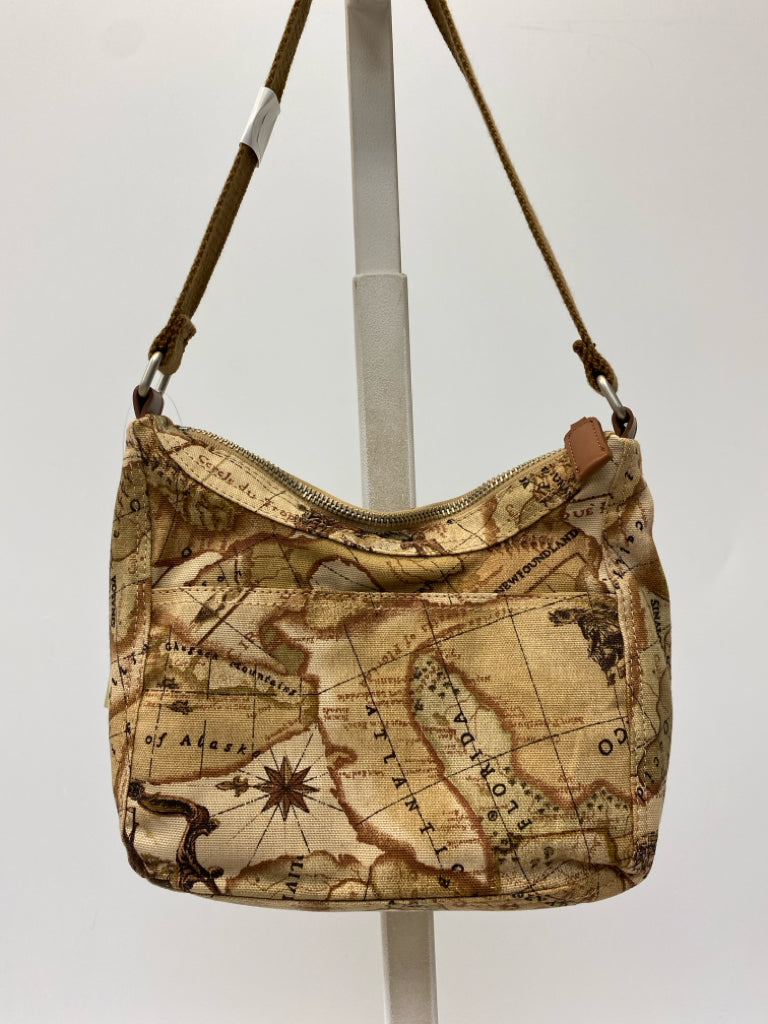 NWT Fossil Brown Tan/Blk Map(s) Handbag