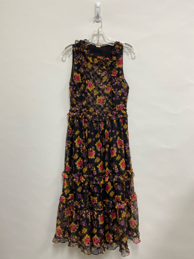 Dodo Bar Or Size 40 Black Pink/Multi Flowers Sleeveless Ladies Dress
