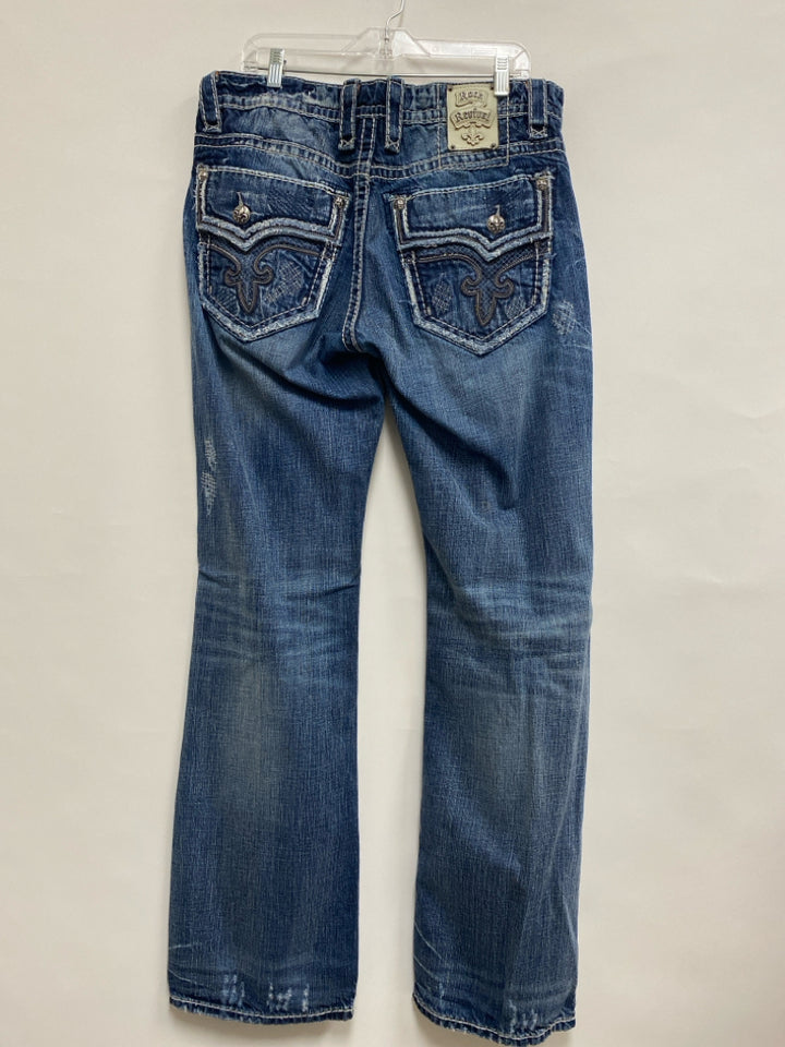 Rock Revival Size 36 Faded Navy Embroidered Men&