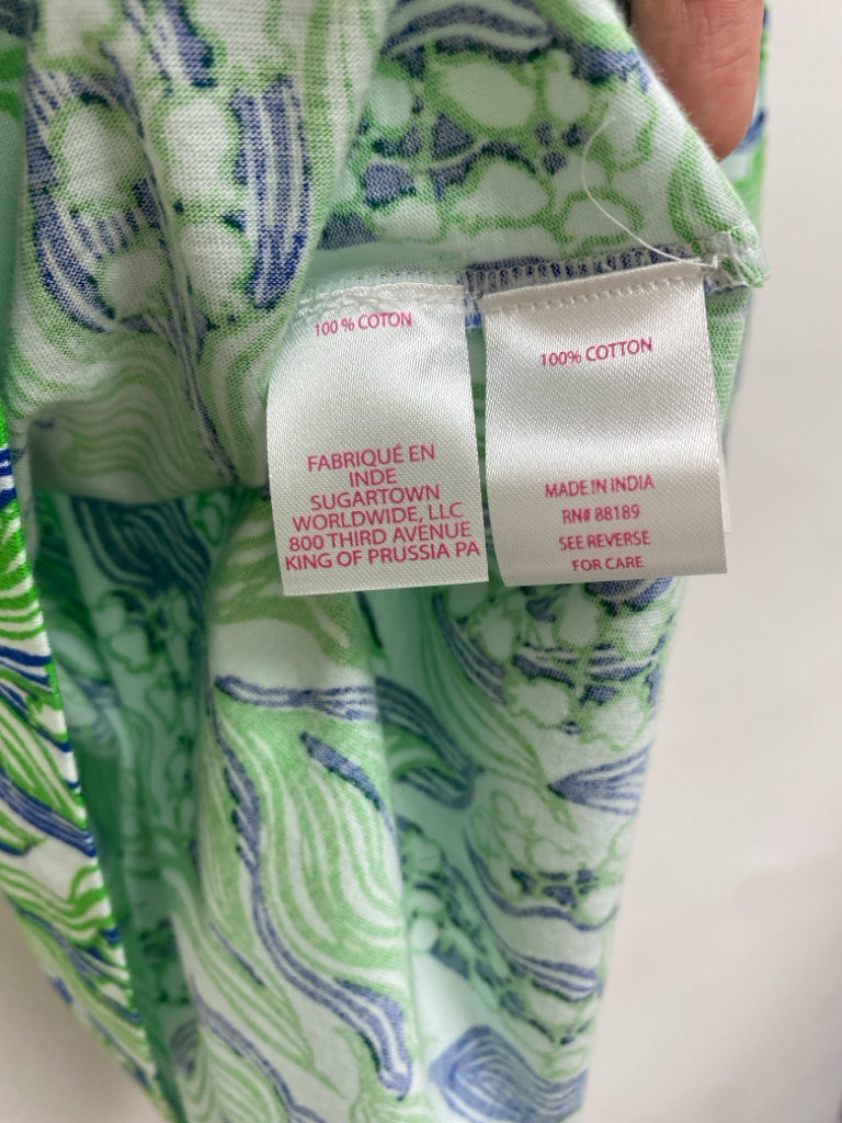 NWT LILLY PULITZER Size M White Green/Blue Waves Ladies Top