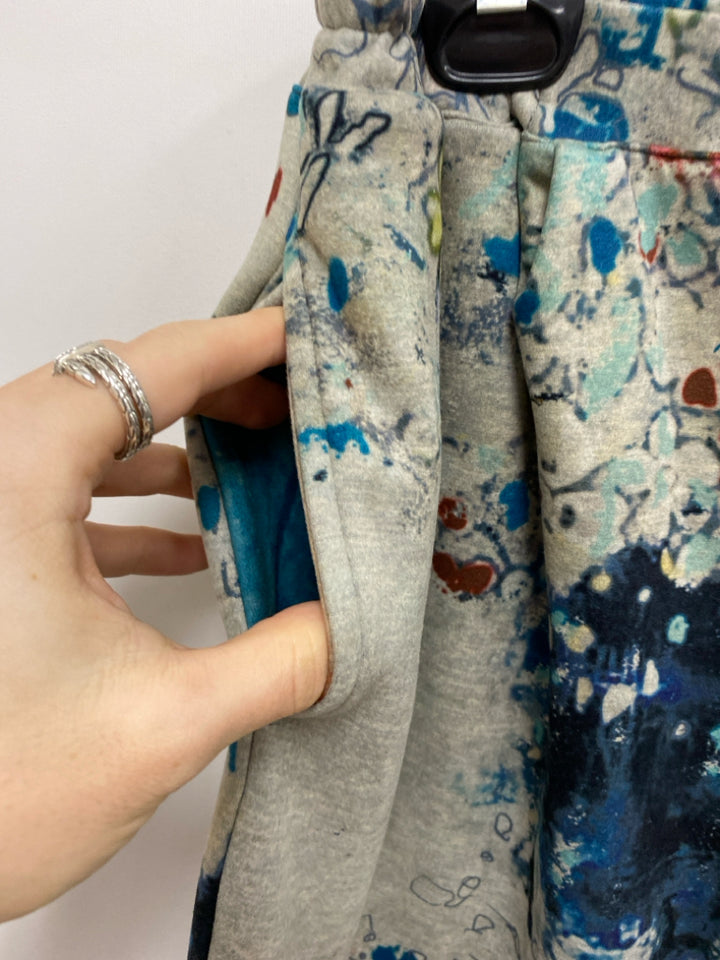 3 Potato Size S Gray Blue/Multi Abstract Pull-on Ladies Pants