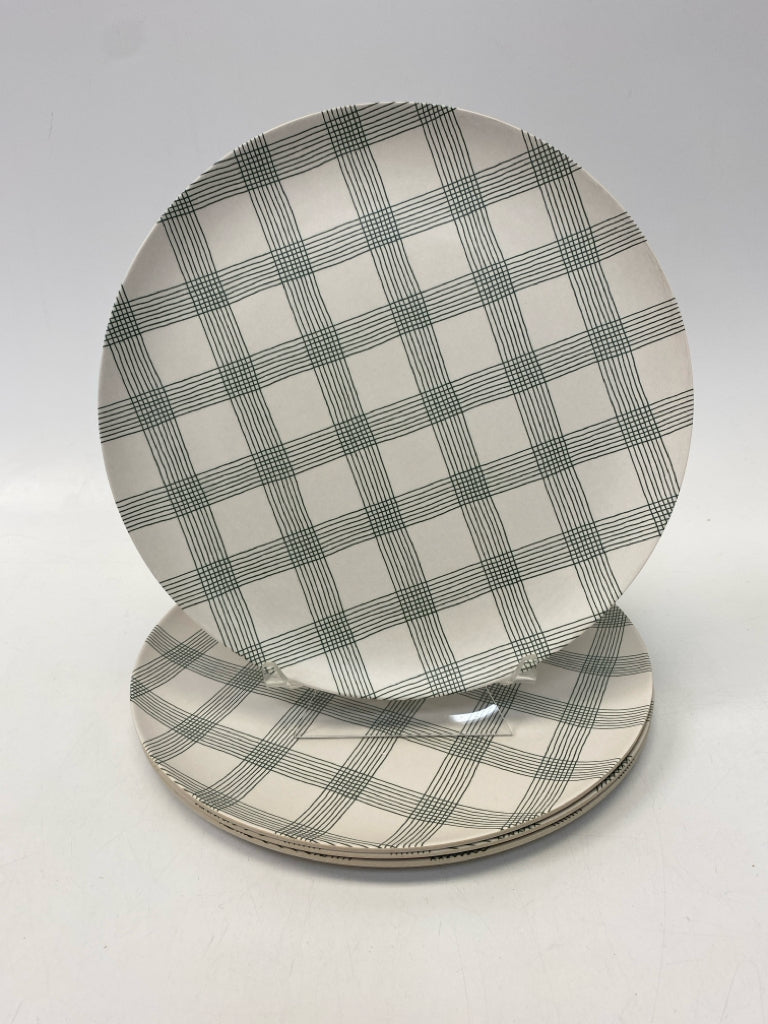 White Green Plaid Melamine Plate (s)