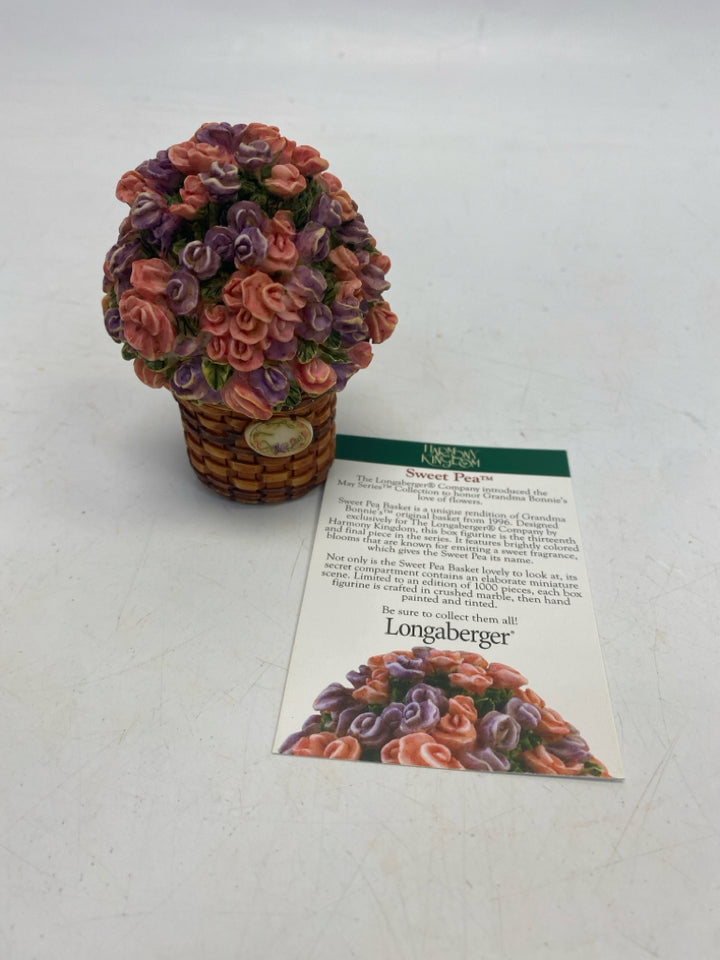 Longaberger Harmony Kingdom Sweet Pea  Basket Mini Trinket  Box