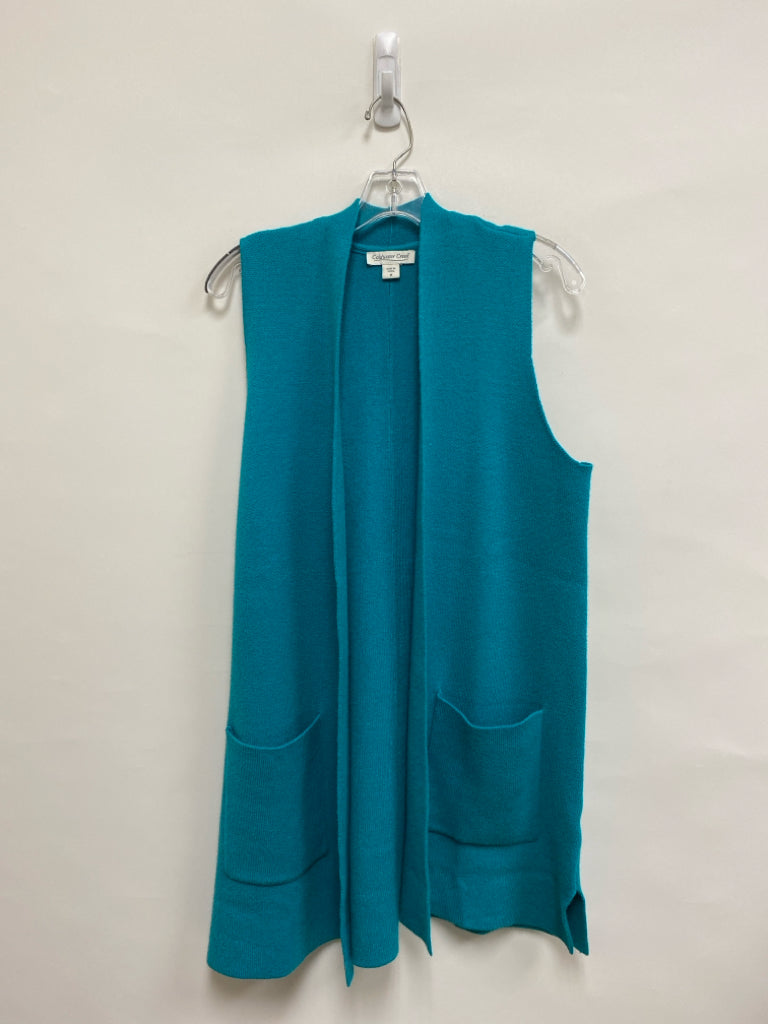 Coldwater Creek Size M Teal Blue Short Sleeve Ladies Sweater Vest