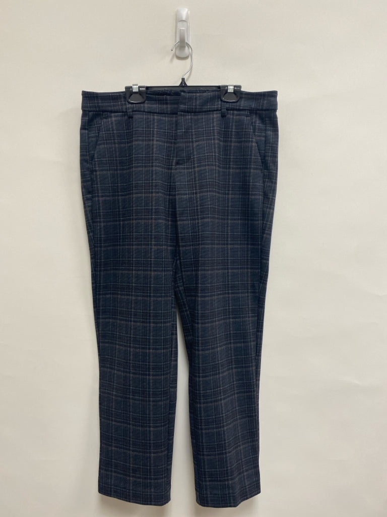 Liverpool Size 8 Charcoal/Black Plaid Cropped Ladies Pants