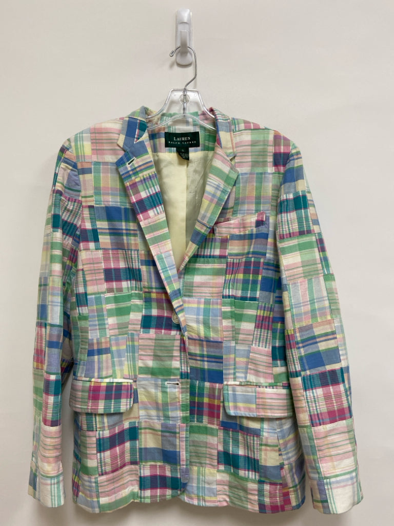 Lauren Ralph Lauren Size S Pastels Madras Plaid Ladies Jacket