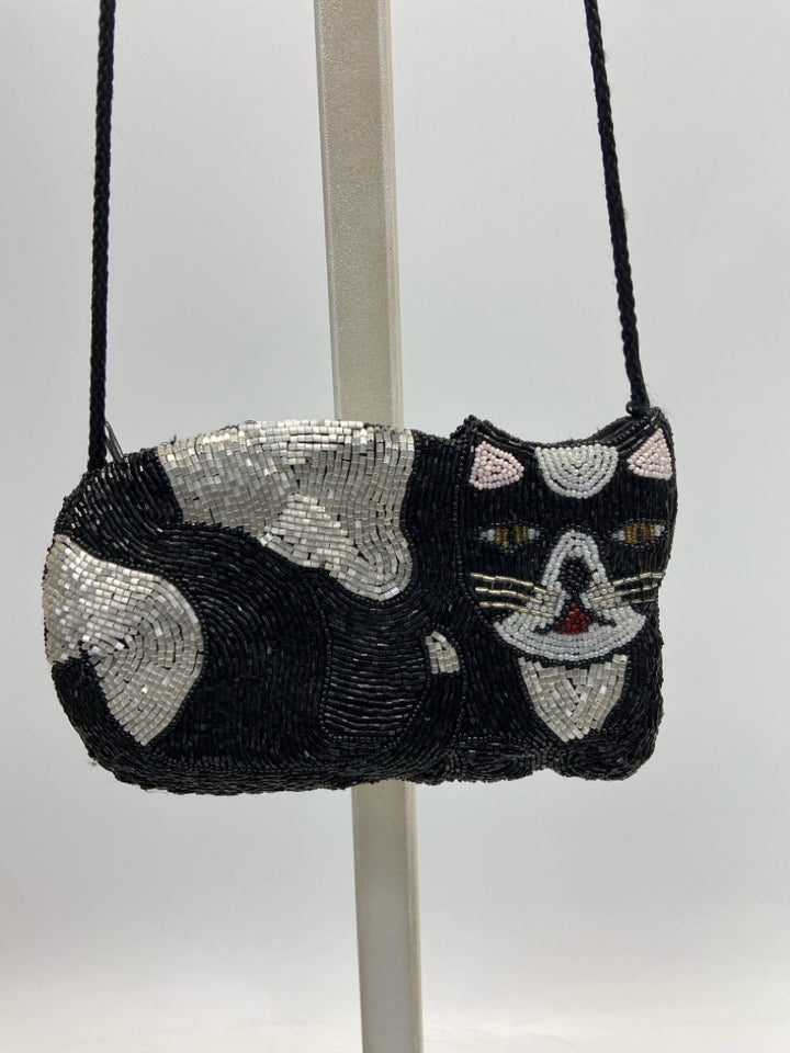 Black Silver Beaded Handbag