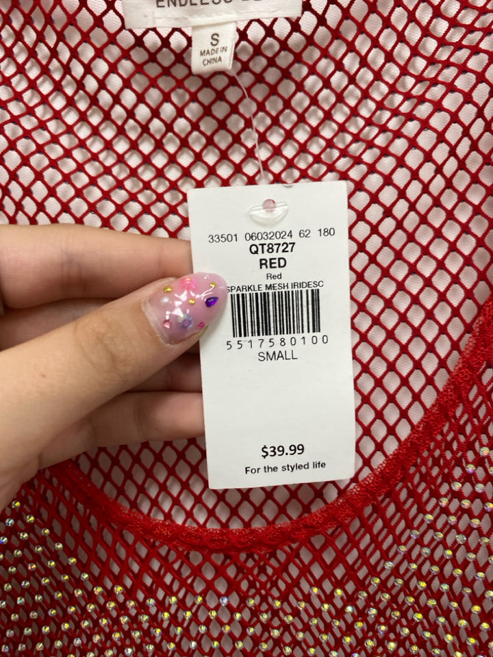 NWT Size S Red Studded Tank Mesh Ladies Top