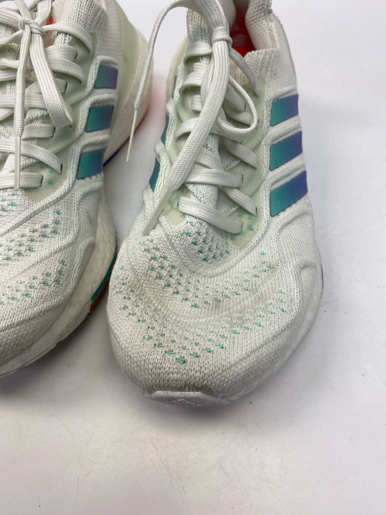 Adidas  Size 8.5 Cream Aqua/Purple Lace-up Sneakers