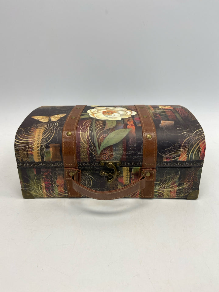 Brown/White Flowers Box
