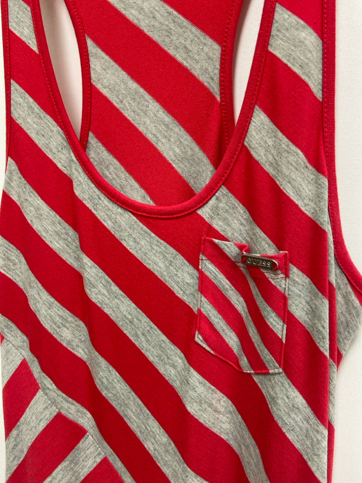 Guess Size M Red/Gray Stripes Maxi Ladies Dress