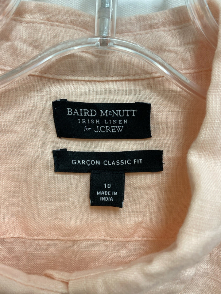 J Crew Size 10 Pale Peach Button Up Linen Ladies Top