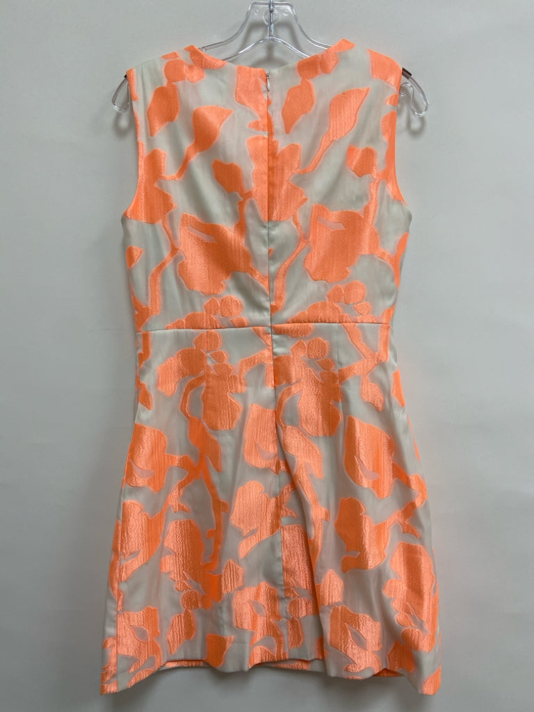 Diane Von Furstenberg Size 10 Coral White Roses Sleeveless Ladies Dress