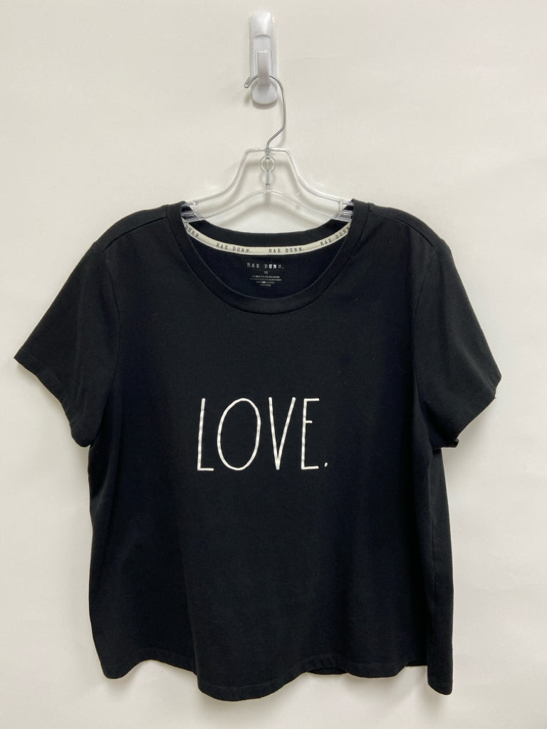 Rae Dunn  SIZE  1 Black White Words Plus Size Top