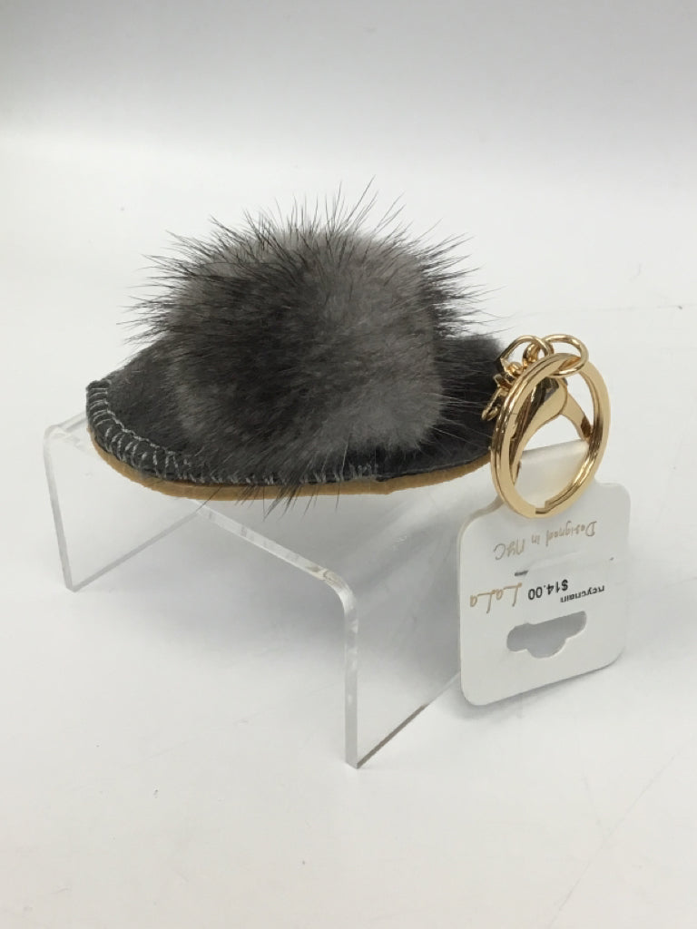 Tan Natural Faux Fur Keychain-Additional Colors