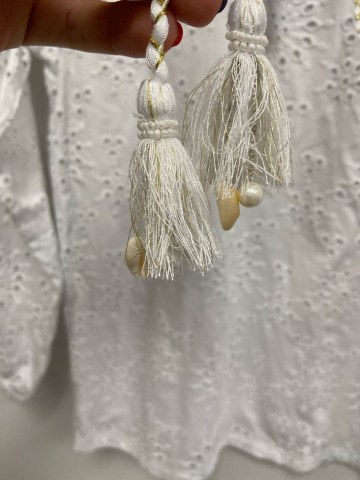 NWT Soft Surroundings Size S White Puff Sleeve Eyelet Ladies Top