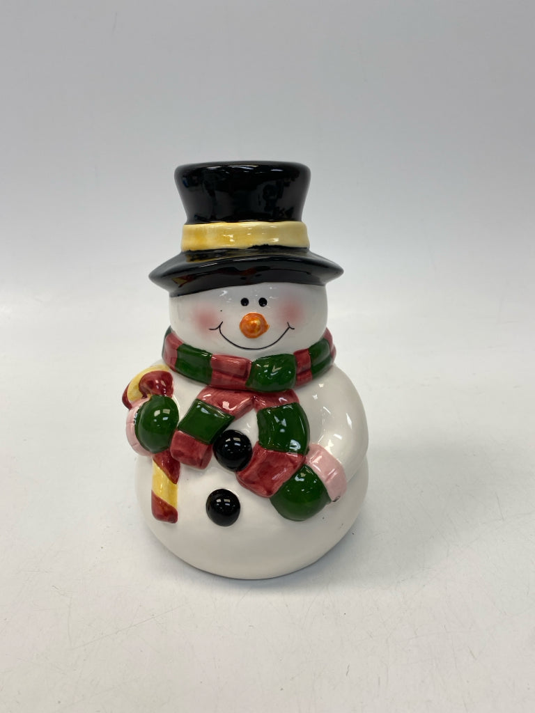White Multi Color Snowman Ceramic Christmas