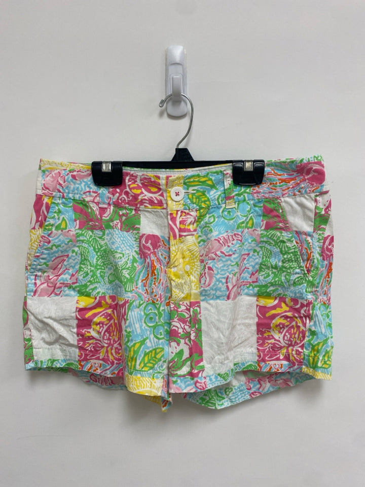 LILLY PULITZER Size 6 White Green/Pink Flowers Ladies Shorts