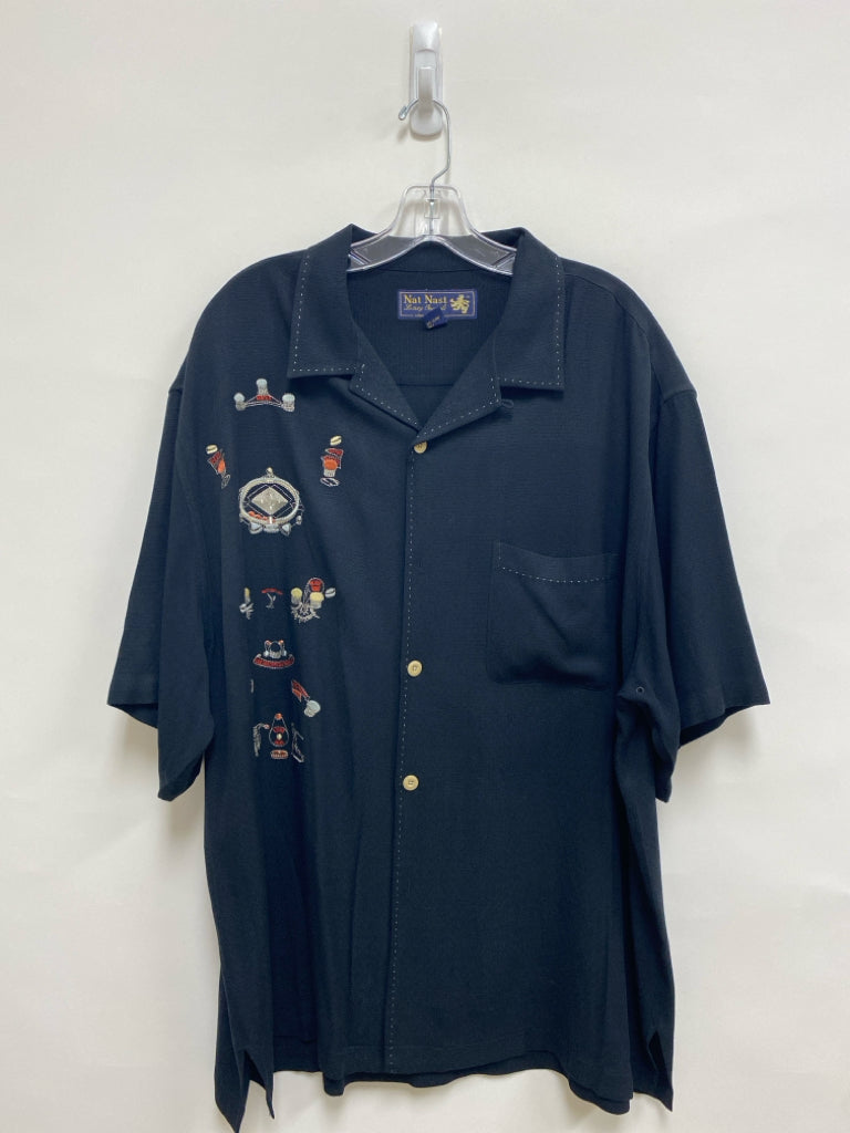 Nat Nast Size XL Black Multi Color Embroidered Men&