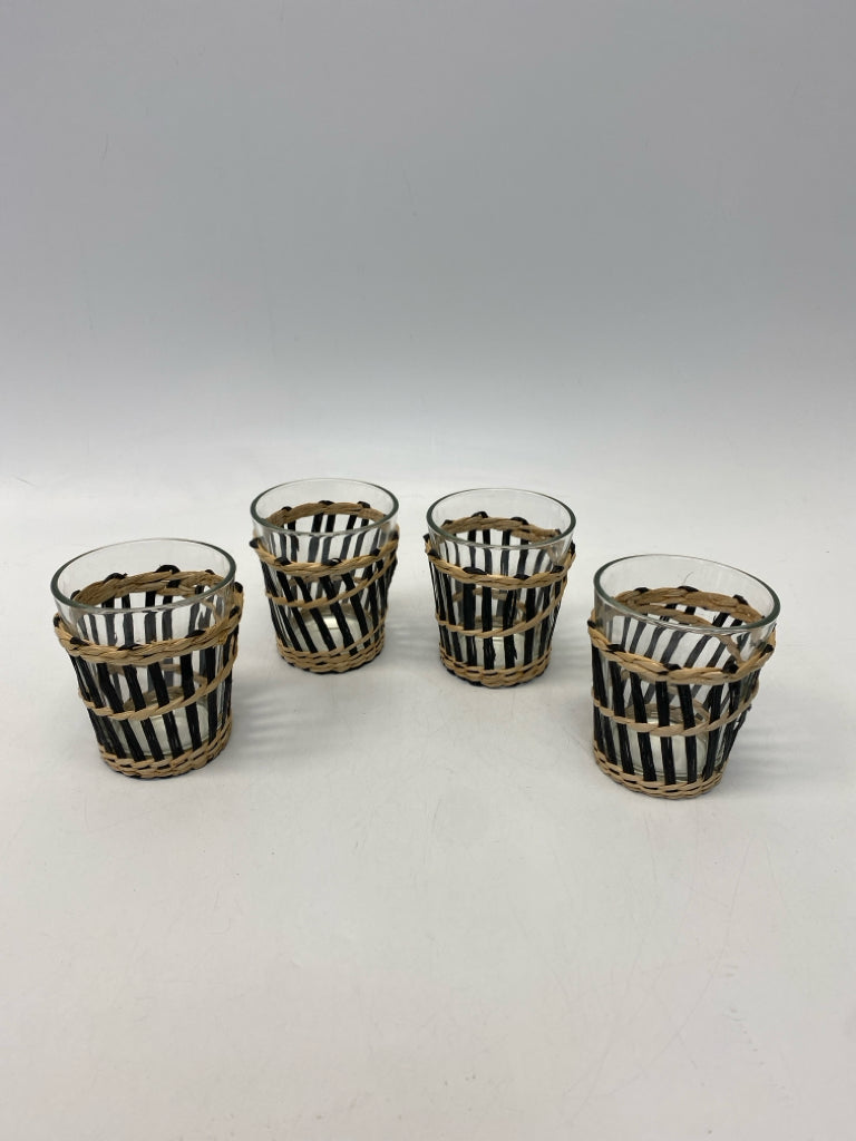 Clear Black/Cream Glassware
