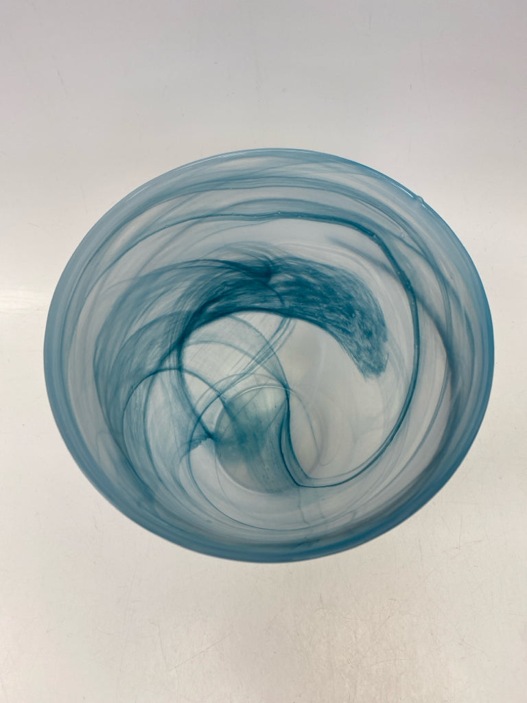 Turquoise Frosted Swirl Glass Vase