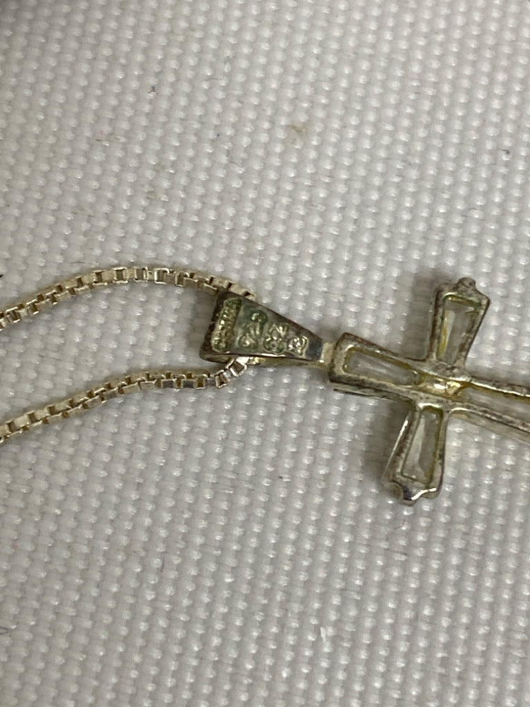 Silver Clear Cross Necklace