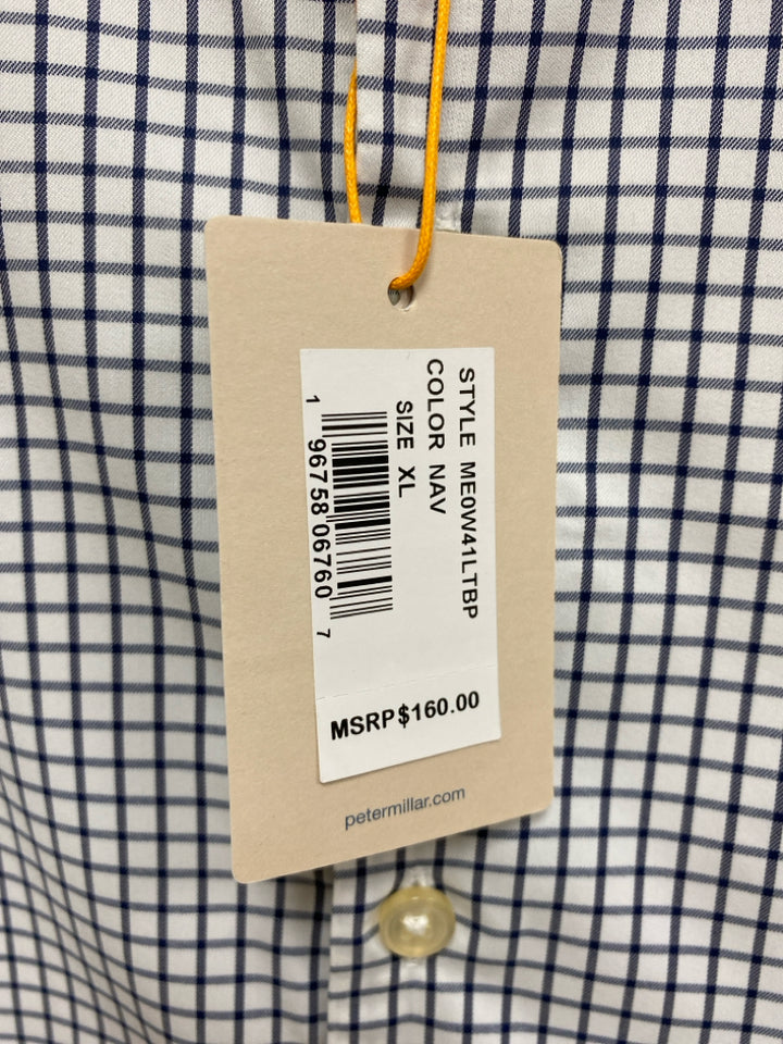 NWT Peter Millar Size XL White Navy Squares Men&