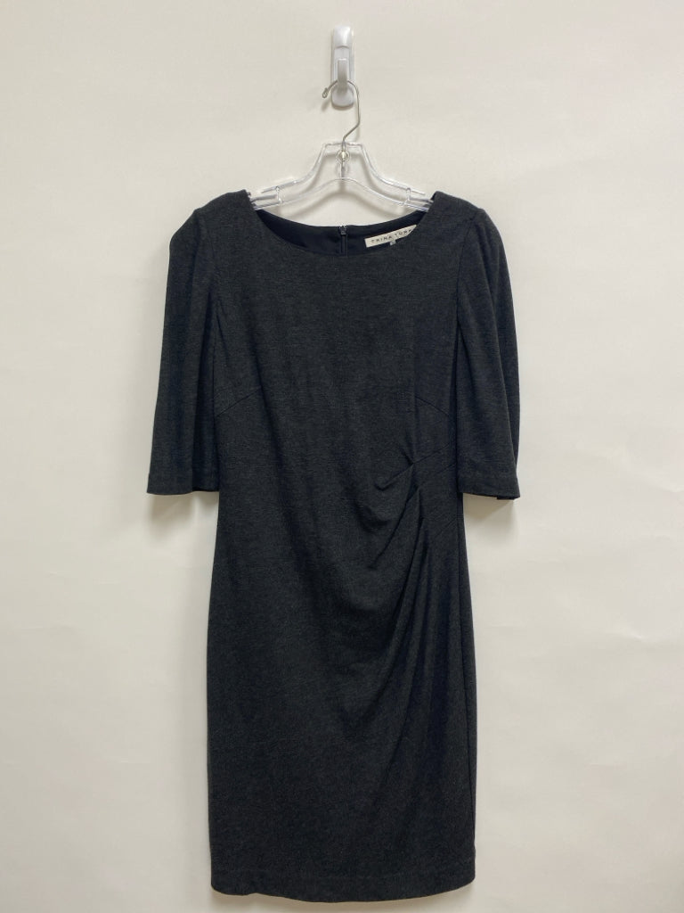 Trina Turk Size 6 Charcoal Heather Ruched 3/4 Sleeve Ladies Dress