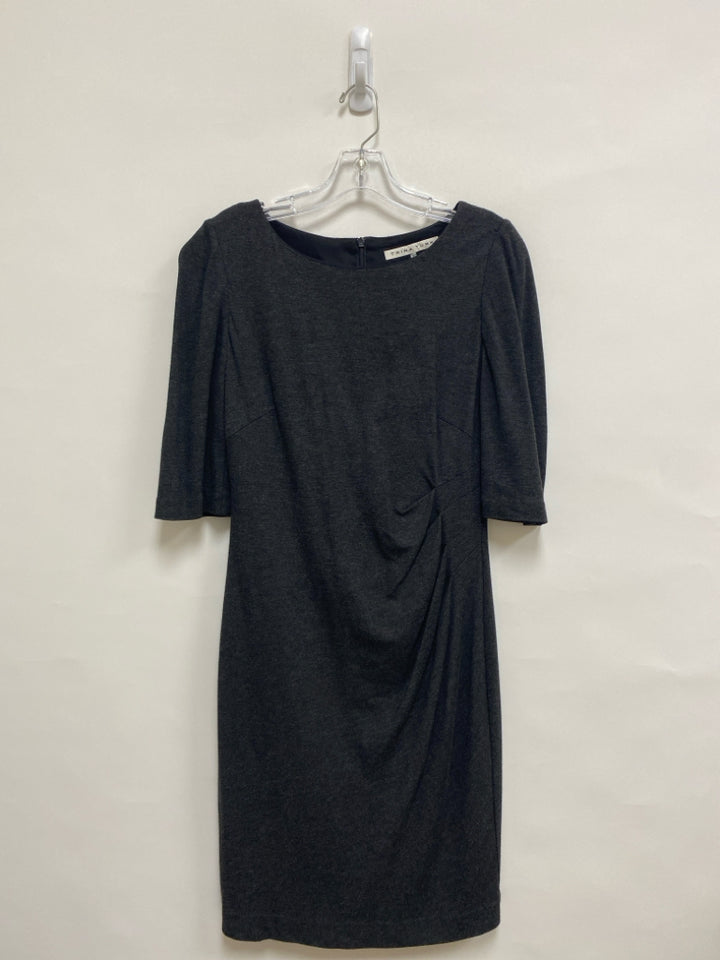 Trina Turk Size 6 Charcoal Heather Ruched 3/4 Sleeve Ladies Dress