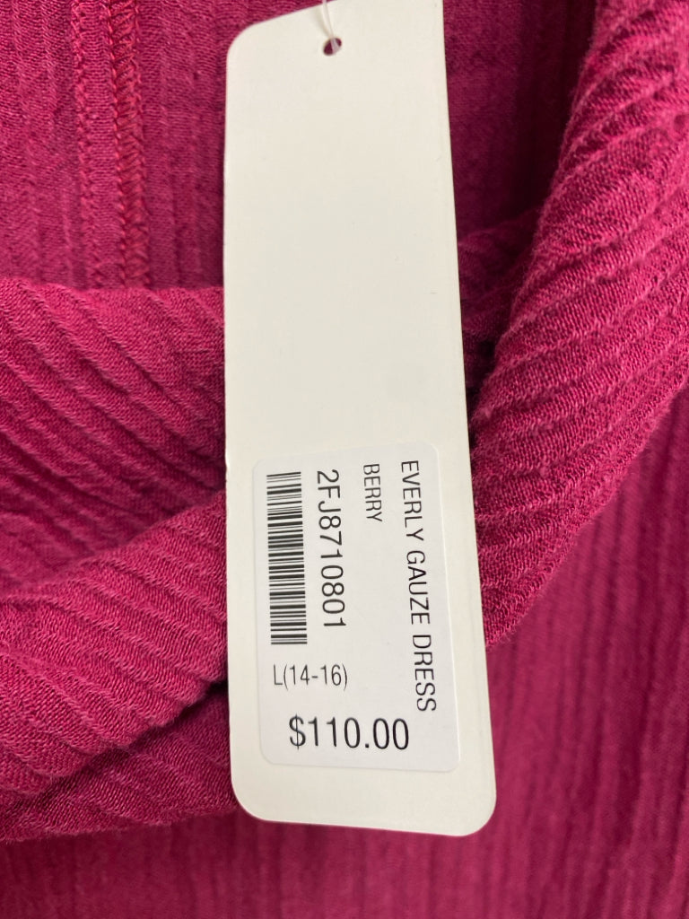 NWT Soft Surroundings Size L Magenta Texture Cowl Neck Ladies Dress