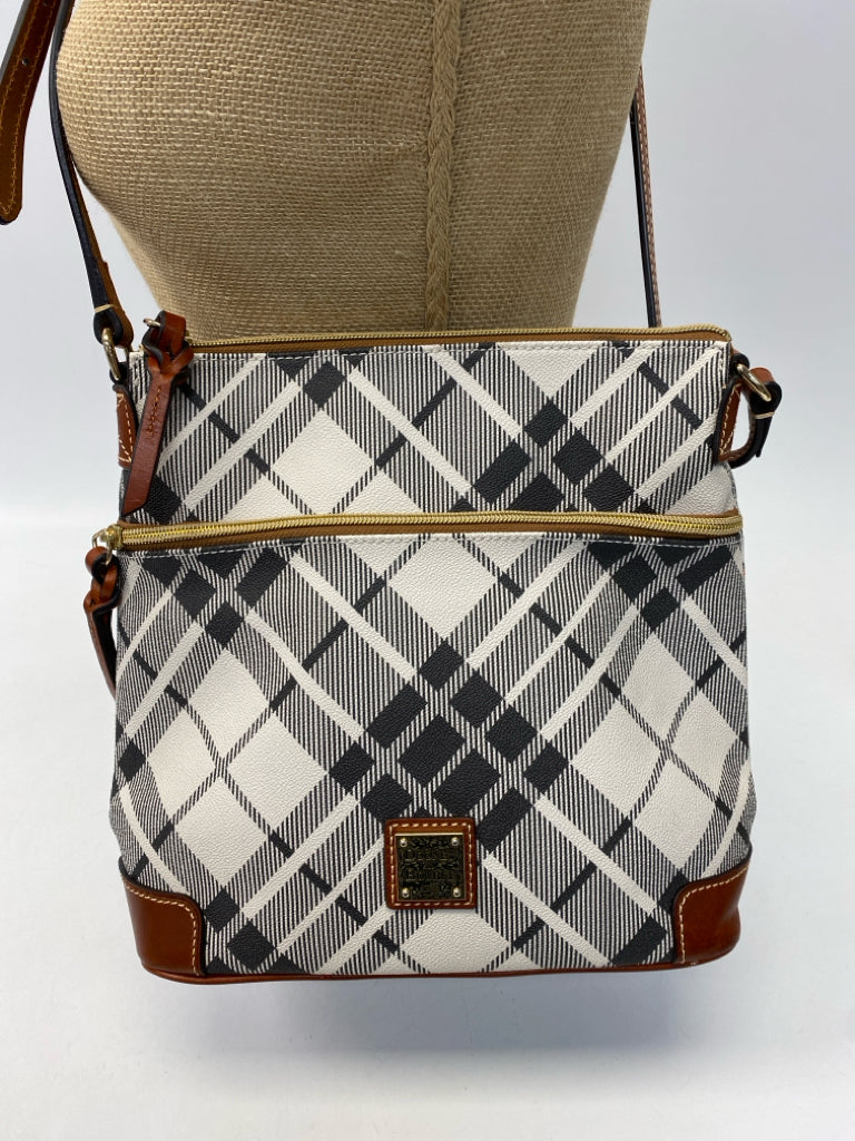 Dooney &amp; Bourke Cream Dark Gray Plaid Crossbody