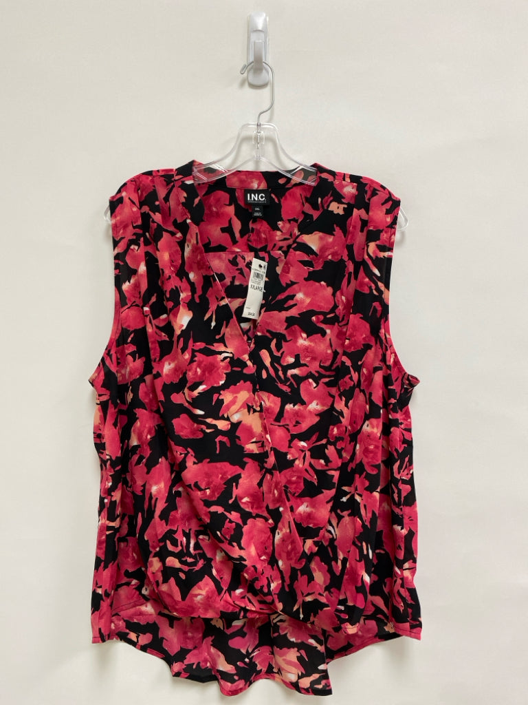 NWT INC  SIZE  XXL Black Pink Flowers Sleeveless Plus Size Top