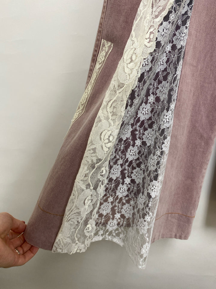 NWT Size S Mauve Cream/White Patchwork Lace Ladies Pants
