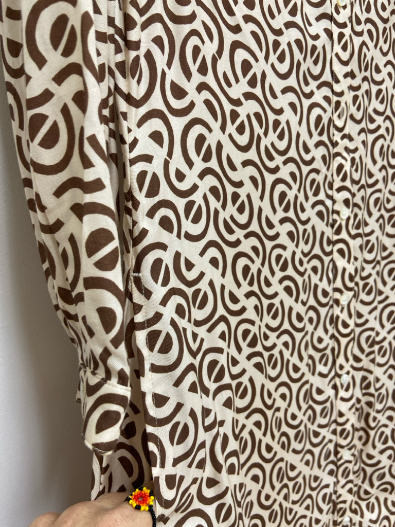 NWT J McLaughlin Size S Beige Brown Abstract Button Up Ladies Dress