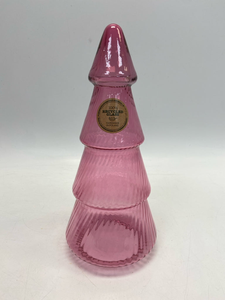 Pink Trees Glass Christmas