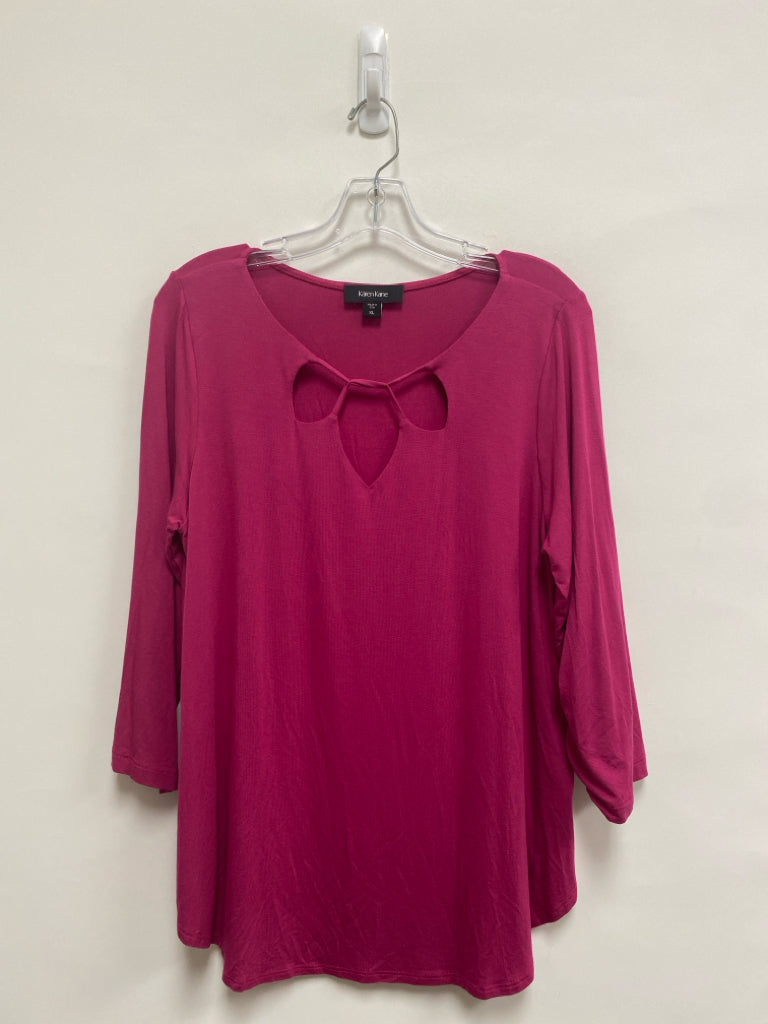 NWT Karen Kane Size XL Hot Pink Keyhole 3/4 Sleeve Ladies Top