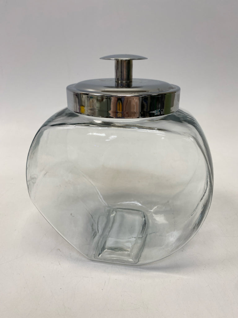 Clear Silver Glass Canister
