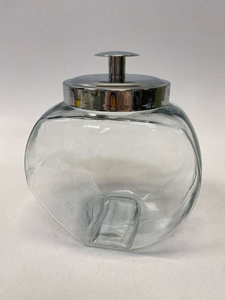 Clear Silver Glass Canister