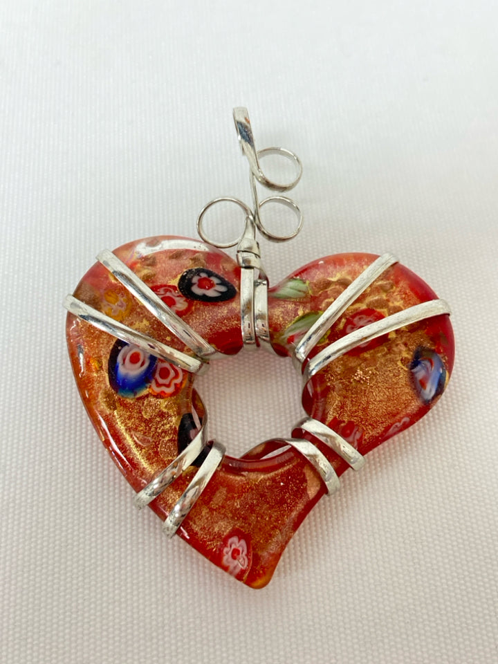 Red Silver Hearts Pendant
