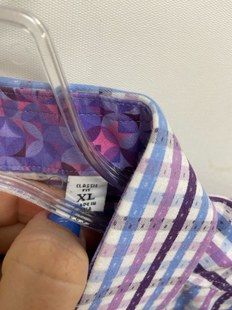 Robert Graham Size XL White/Blue Plum Plaid Men&