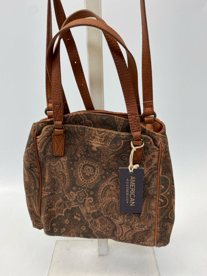 American Leather Co Brown Black Paisley Handbag