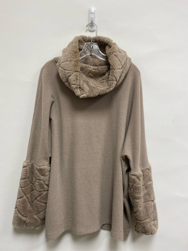 joseph ribkoff Size 10 Beige Cowl Neck Faux Fur Collar Ladies Sweater