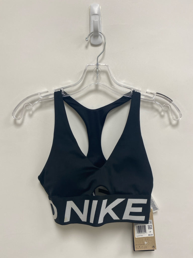 NWT Nike Size XS Black White Logo Athletic  Bra