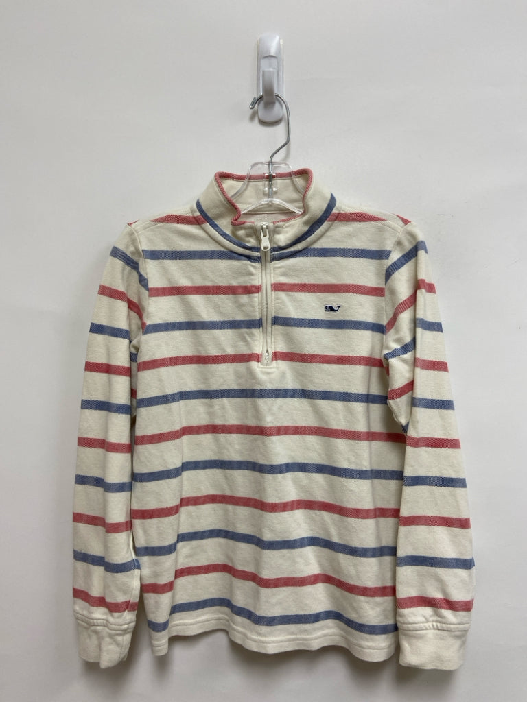 Vineyard Vines SIZE 8/10 Cream Red/Blue Stripe Quarter Zip Boy&