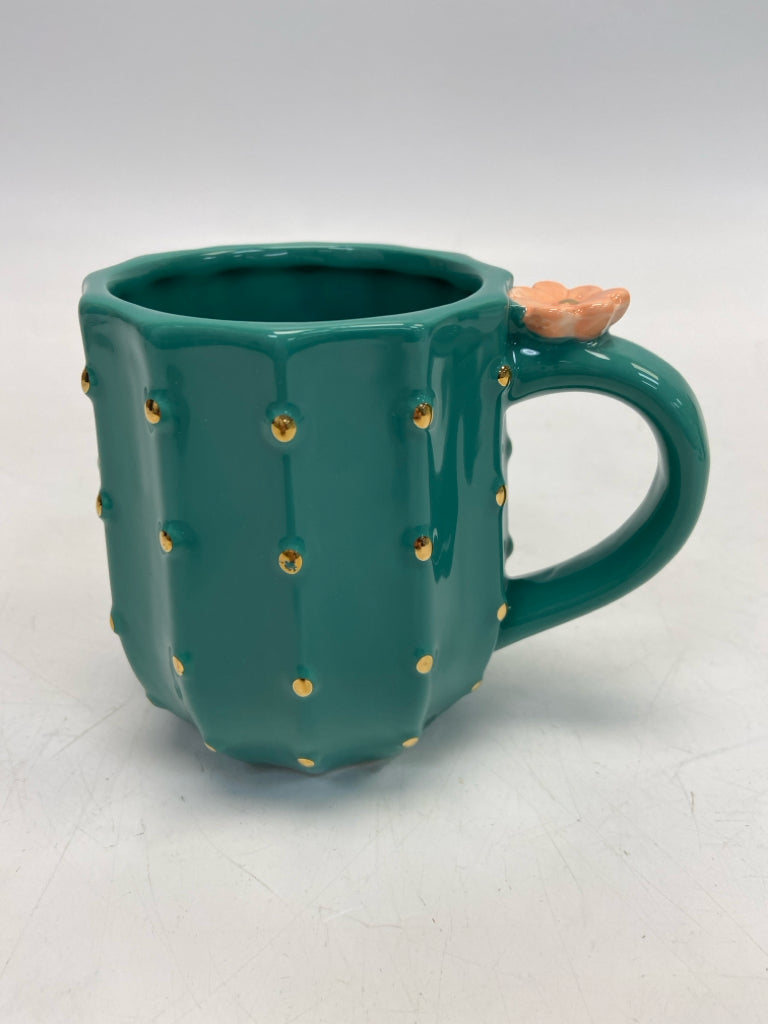 Teal Green Gold Dots Coffee Mug