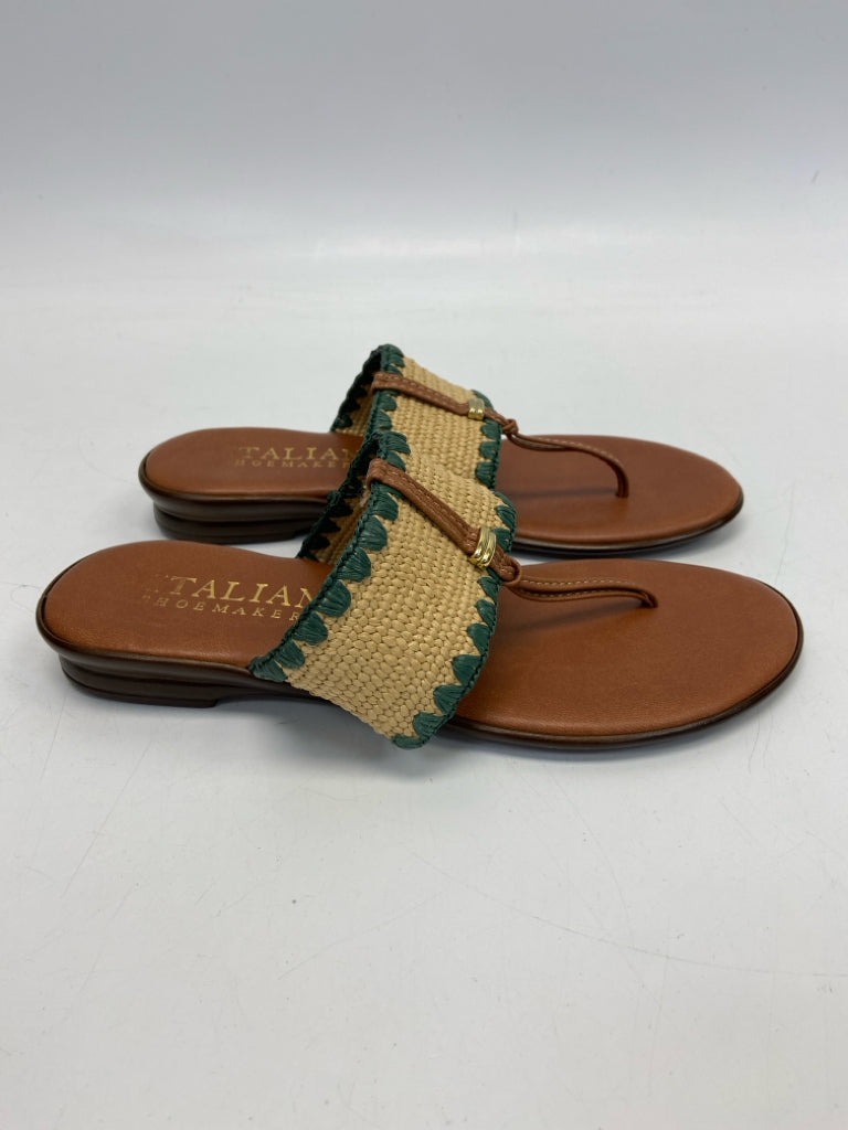 ItalianShoemaker  Size 6.5 Cream/Green Sandals