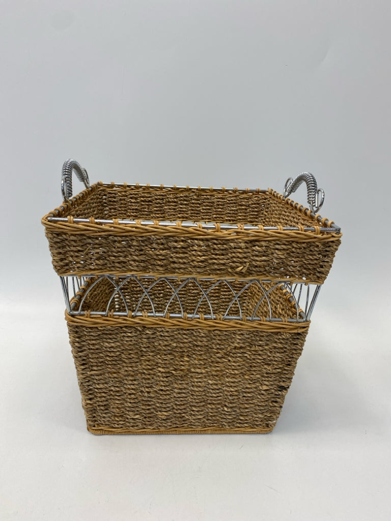 Natural Silver Accents Basketweave Basket
